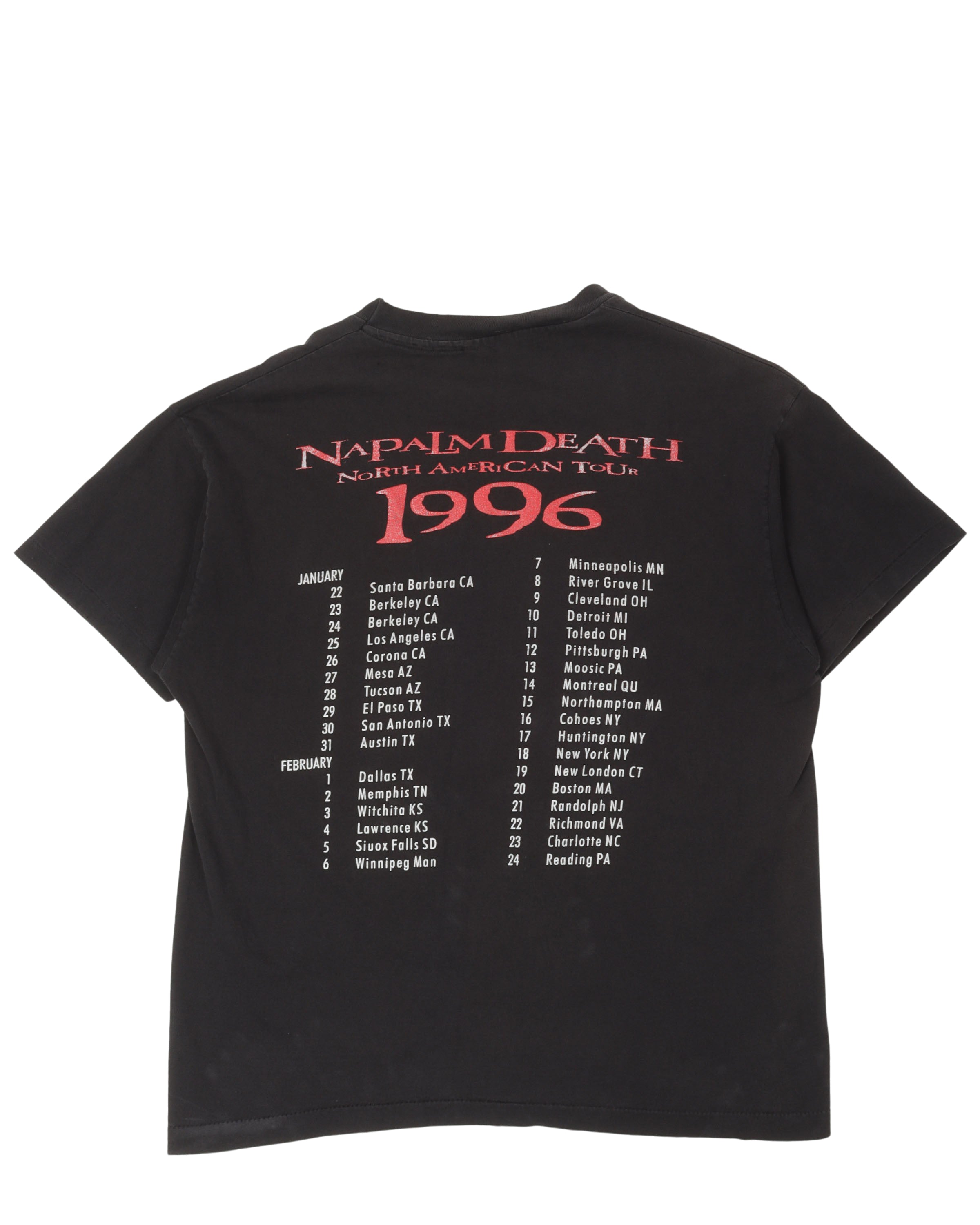 Napalm Death North American Tour 1996 T-Shirt