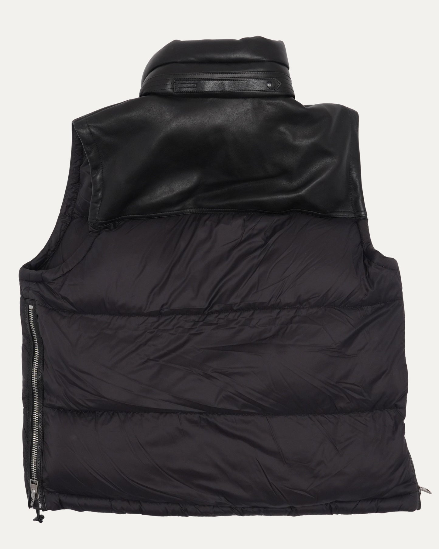 Leather Embellished Puffer Vest