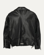 Silver Embellished Cross Patch JJ Dean Leather Jacket
