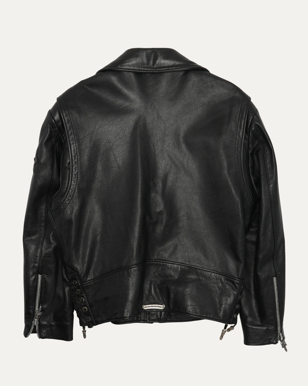 Silver Embellished Cross Patch JJ Dean Leather Jacket