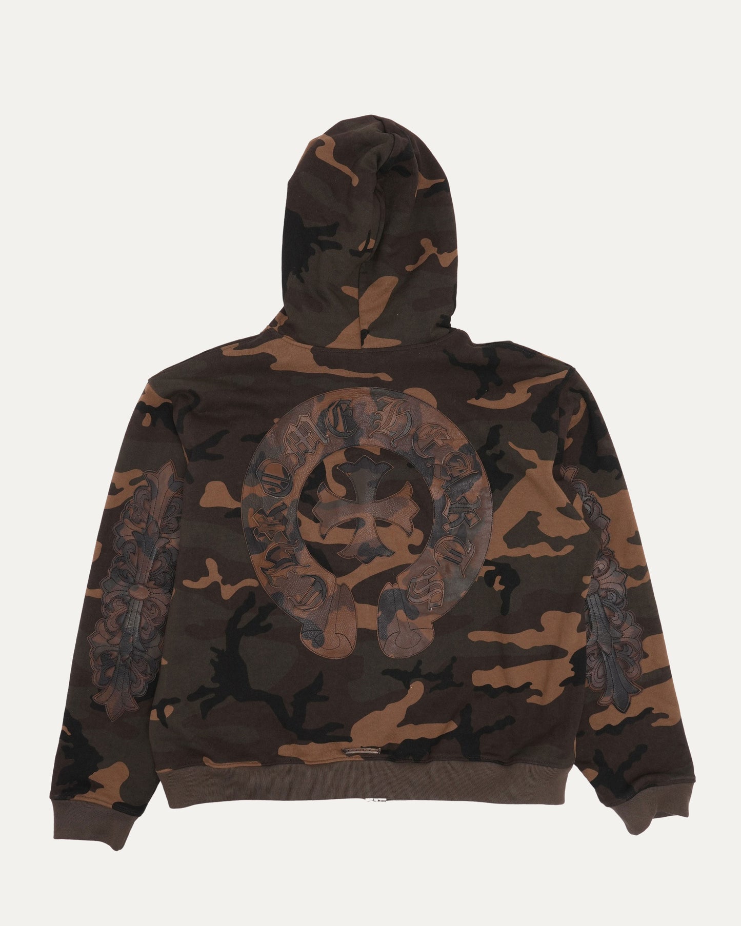 Camouflage Horseshoe Floral Cross Patch Thermal Zip Hoodie