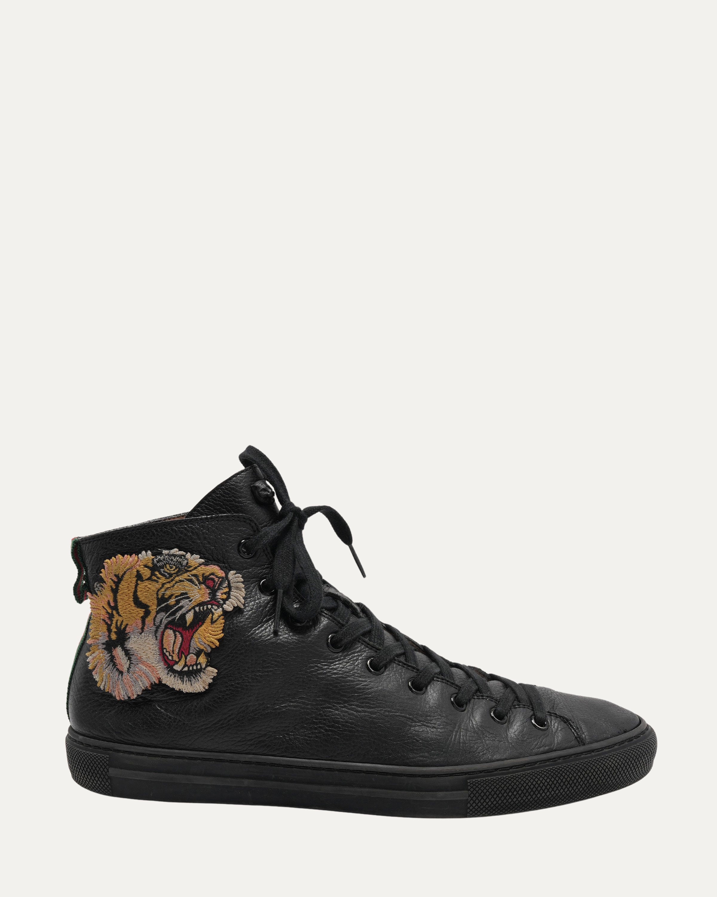 Tiger Appliqué High Top Leather Sneakers