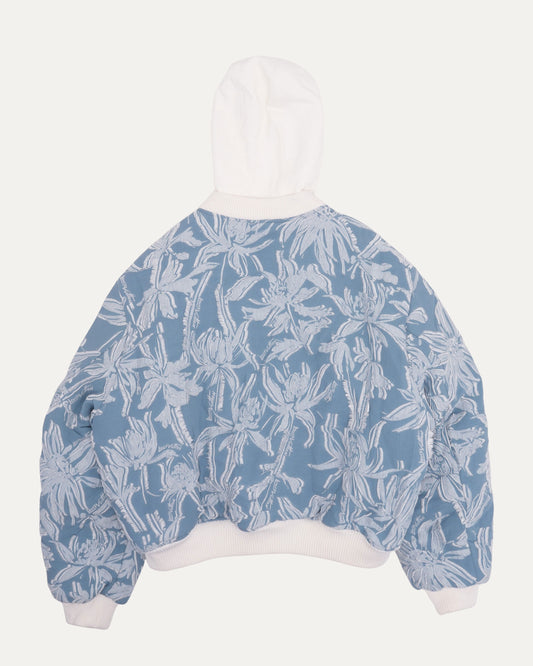 Palm Tree Embroidered Hooded Bomber Jacket