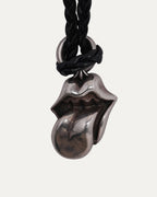 Rolling Stones Pendant on Braided Leather Necklace