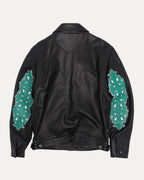 Floral Cross Patch Western Leather Jacket