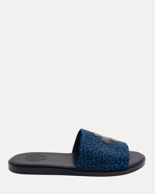 Plus Cross Patch Leopard Slides
