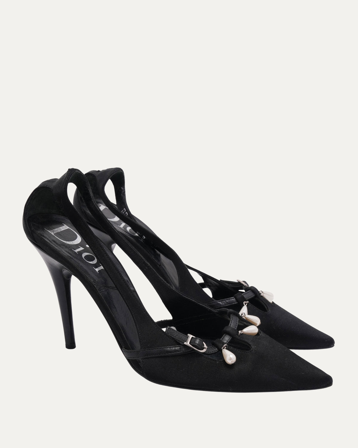 Satin Heels With Pearl Detail