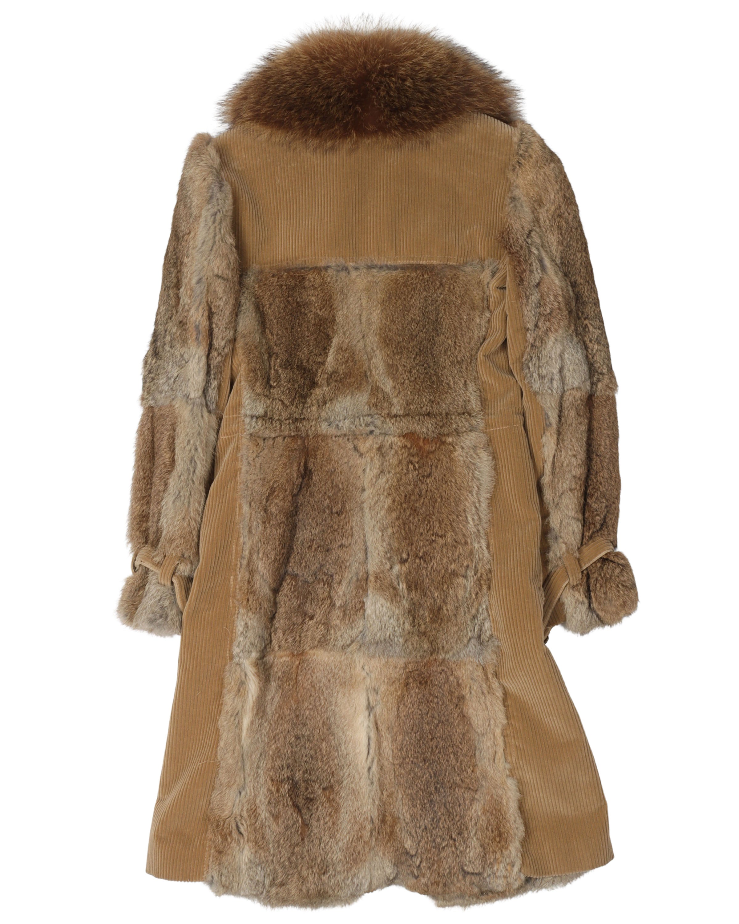 AW04 Rabbit Fur and Corduroy Coat