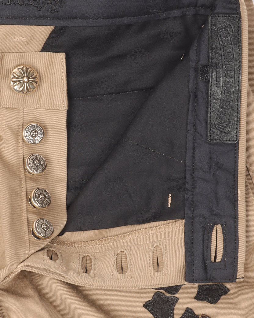 Leather Cross Chino Pants