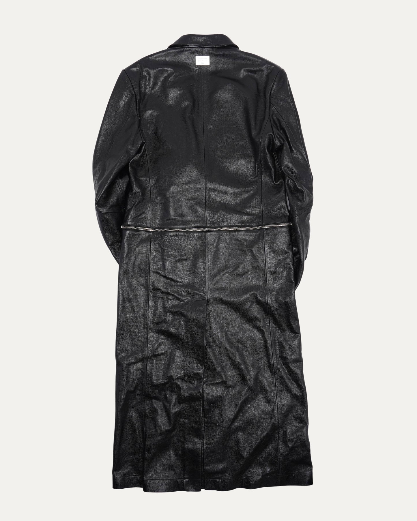 Zipper Detail Leather Coat