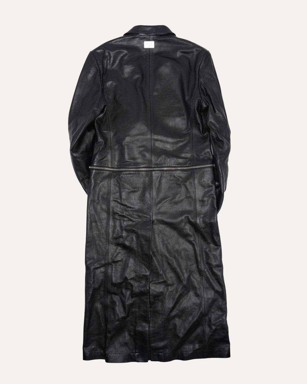 Zipper Detail Leather Coat
