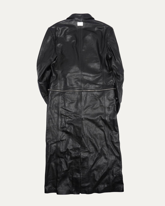 Zipper Detail Leather Coat