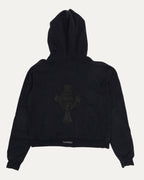 Hairy Cross Patch Zip Up Hoodie