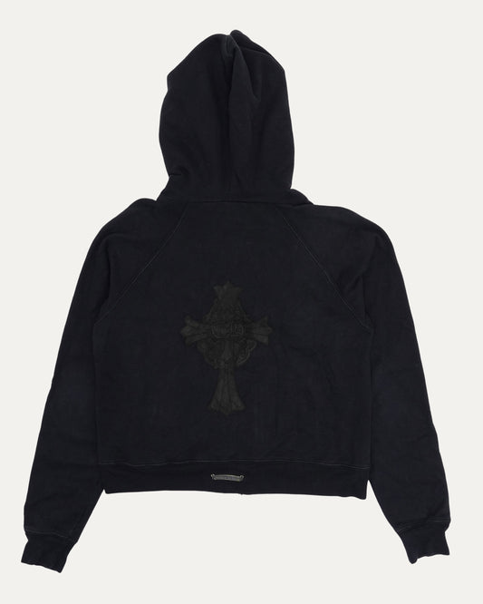 Hairy Cross Patch Zip Up Hoodie