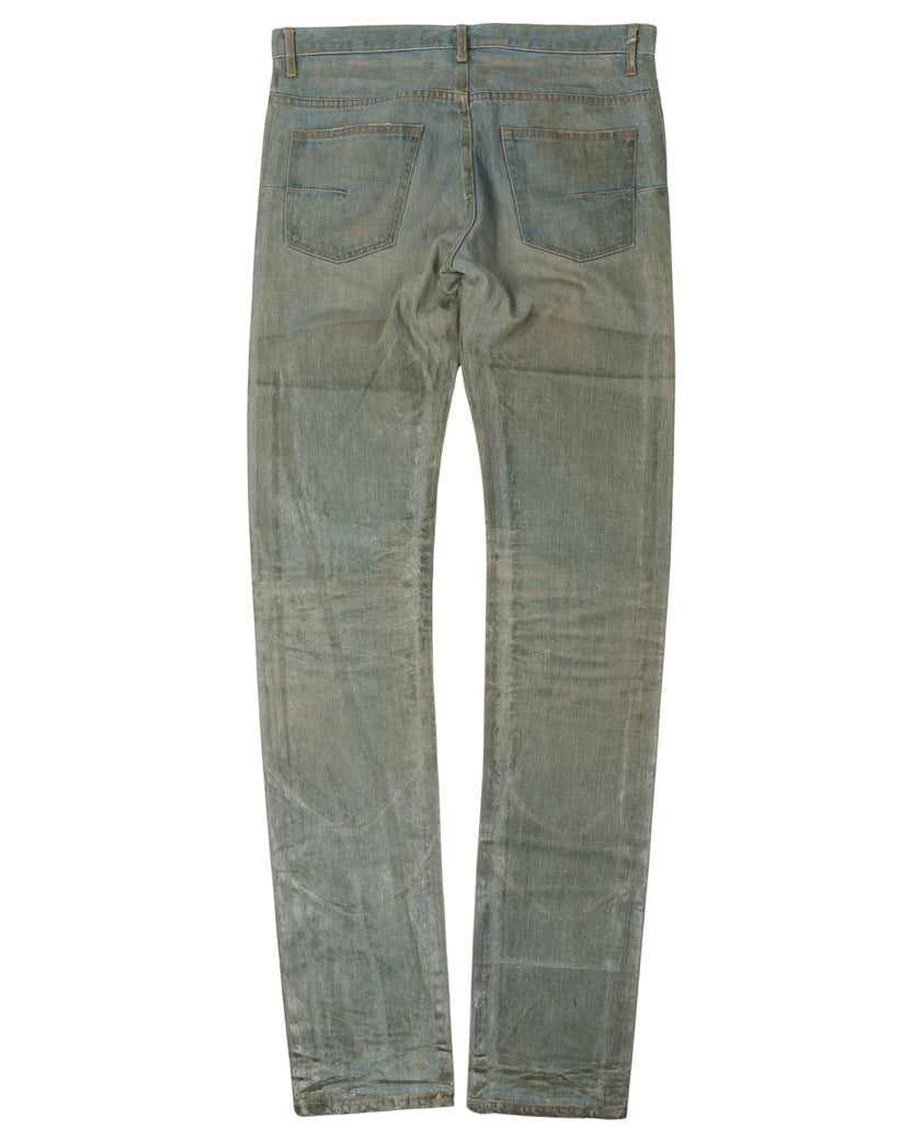 SS04 Light Wash Waxed Skinny Jeans