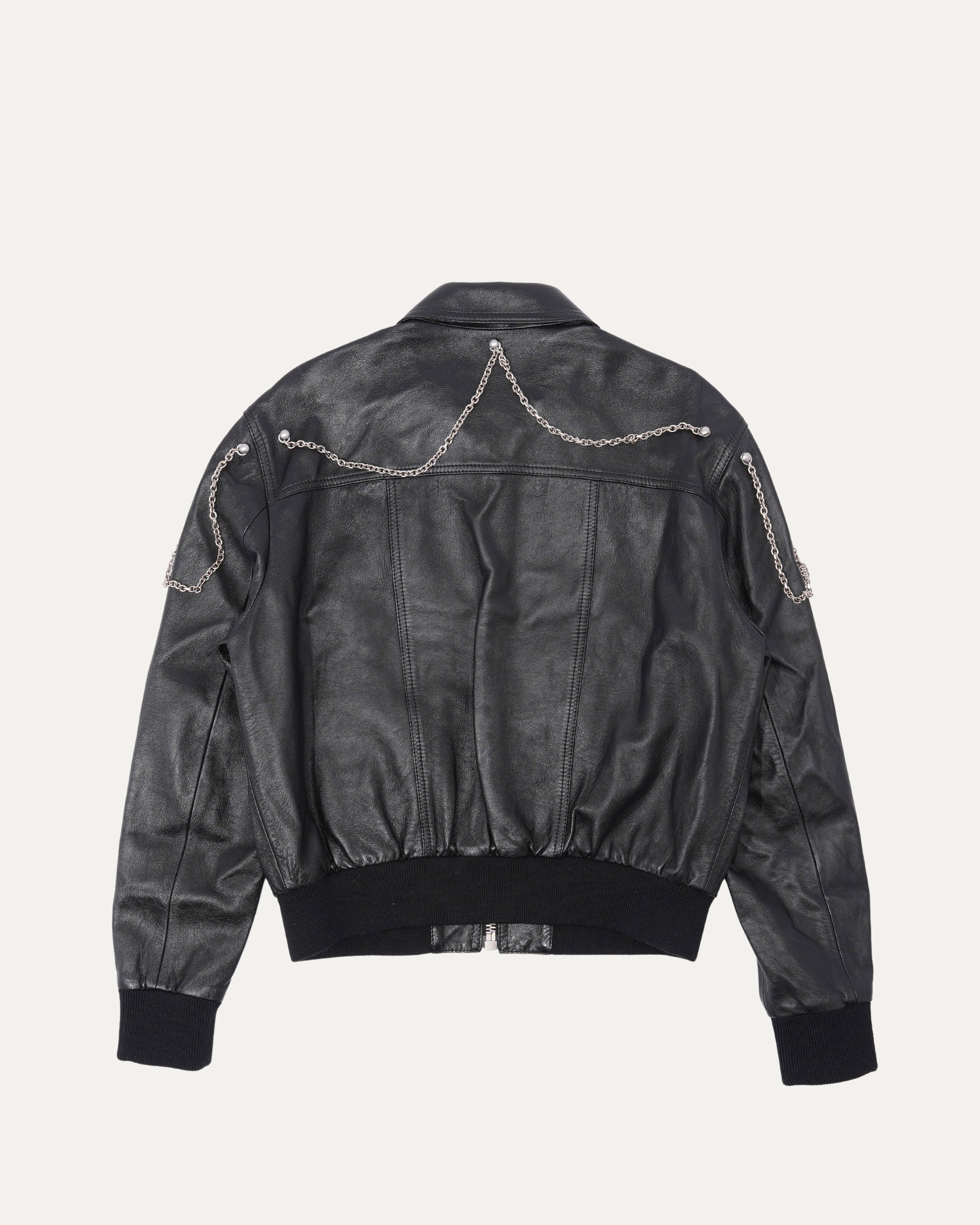 AW21 Chain-Embellished Leather Blouson Jacket