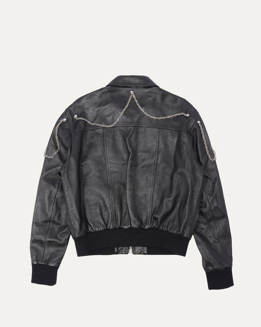 AW21 Chain-Embellished Leather Blouson Jacket