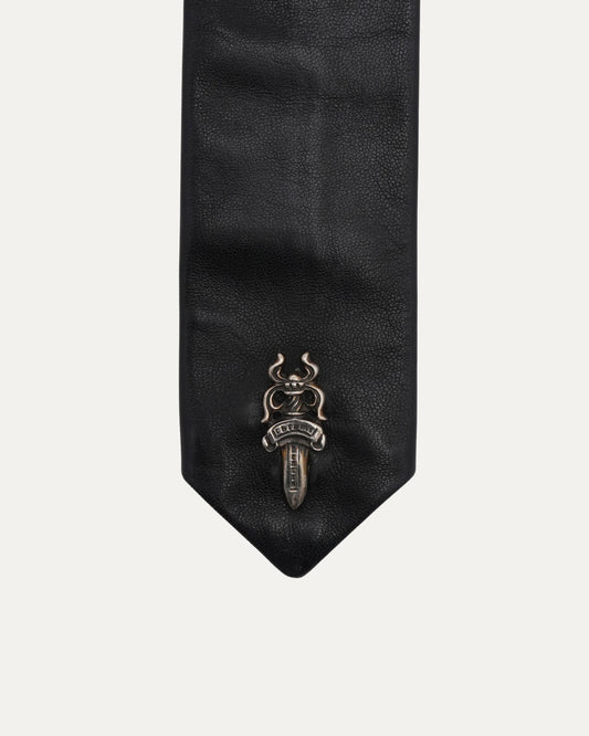Dagger Embellished Leather Tie