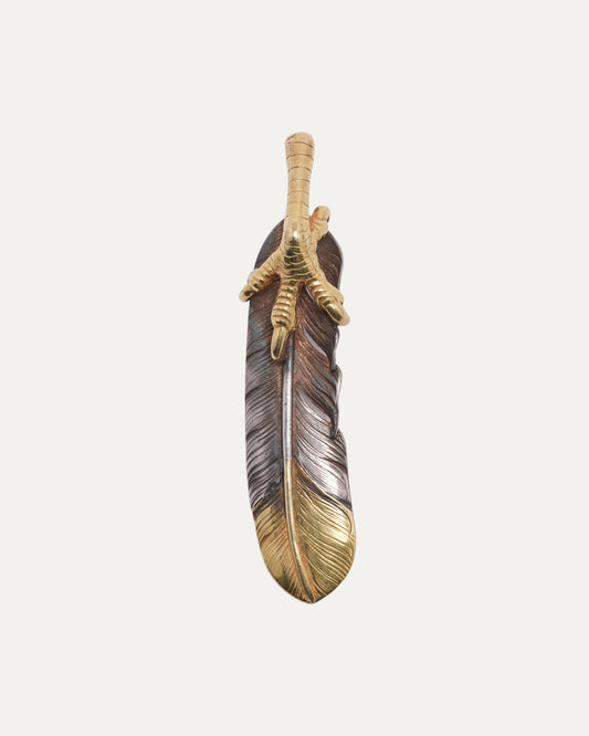 Silver and Gold Feather and Talon Pendant