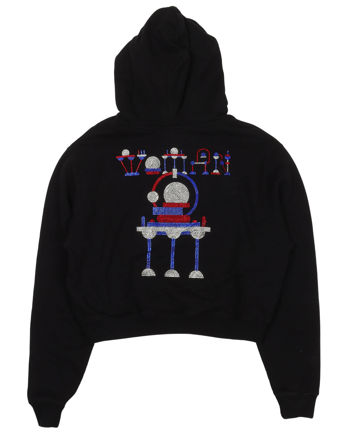 Cropped Rhinestone Woman Hoodie