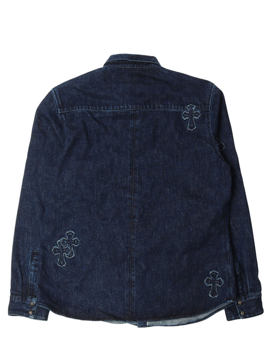 Laser Cut Denim Cross Shirt