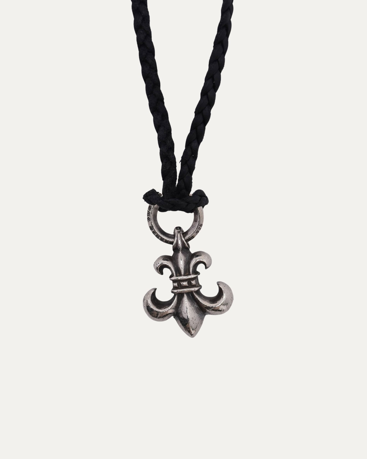 Fleur Pendant on Braided Leather Necklace