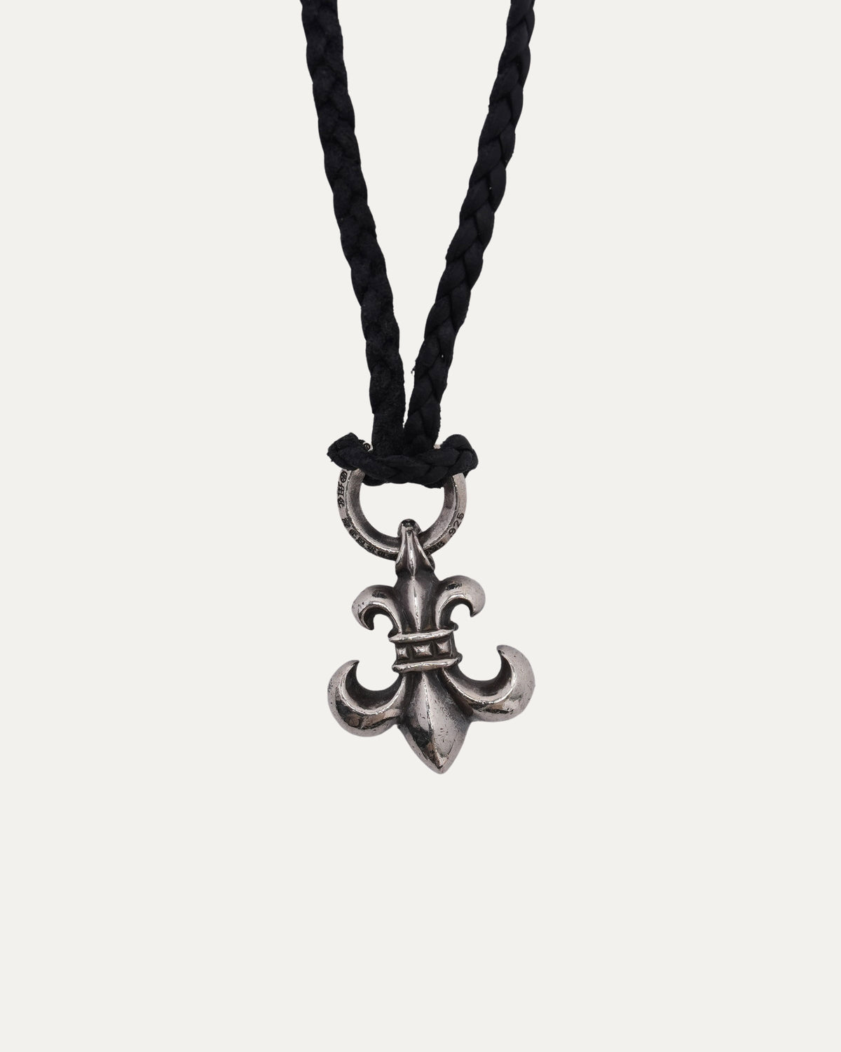 Fleur Pendant on Braided Leather Necklace