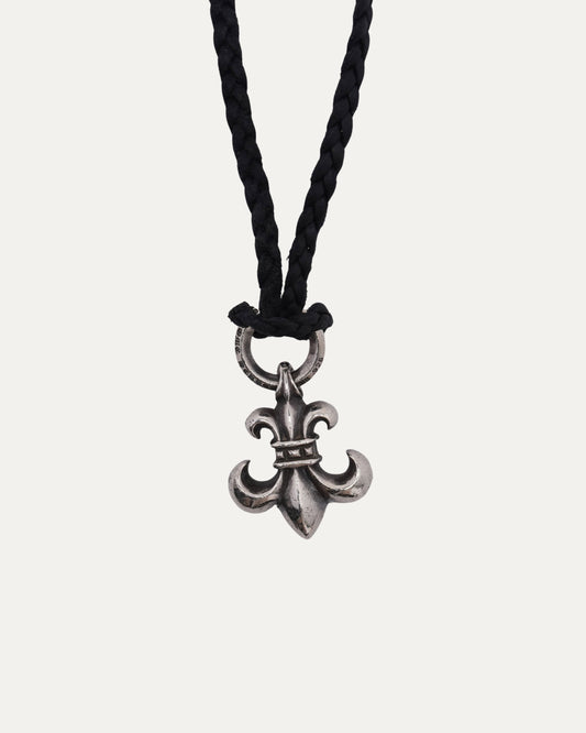 Fleur Pendant on Braided Leather Necklace