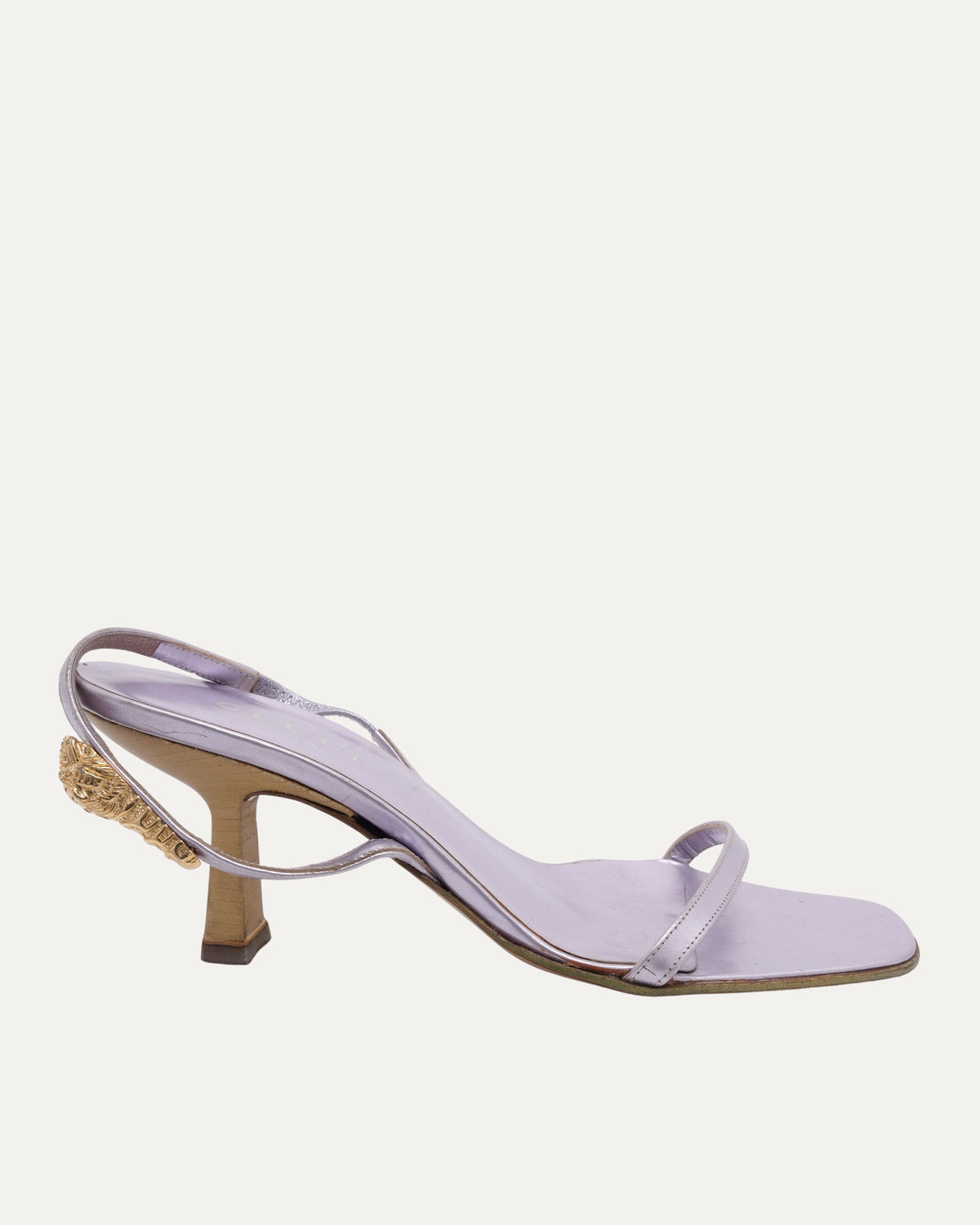 Lavender Sandals With Gold Detail