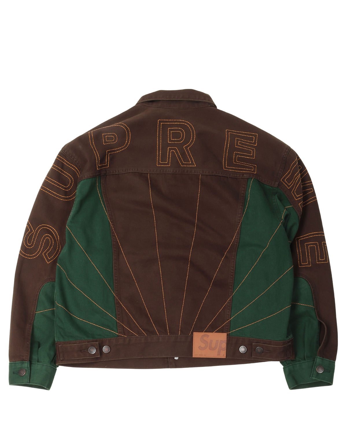 Radial Embroidered Denim Trucker Jacket