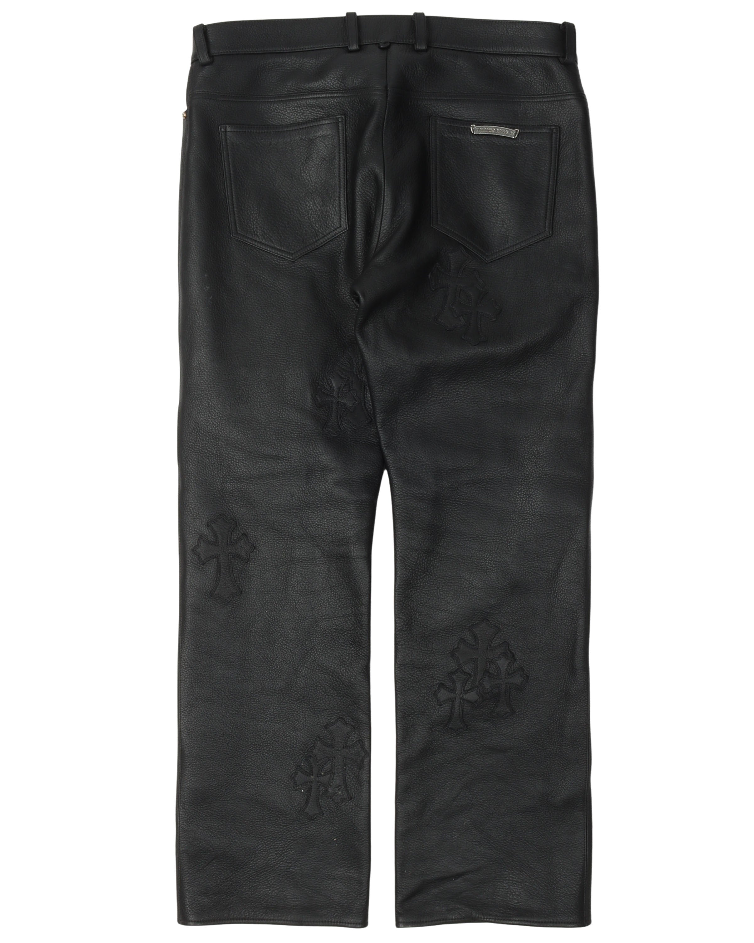 Cross Patch Leather Pants