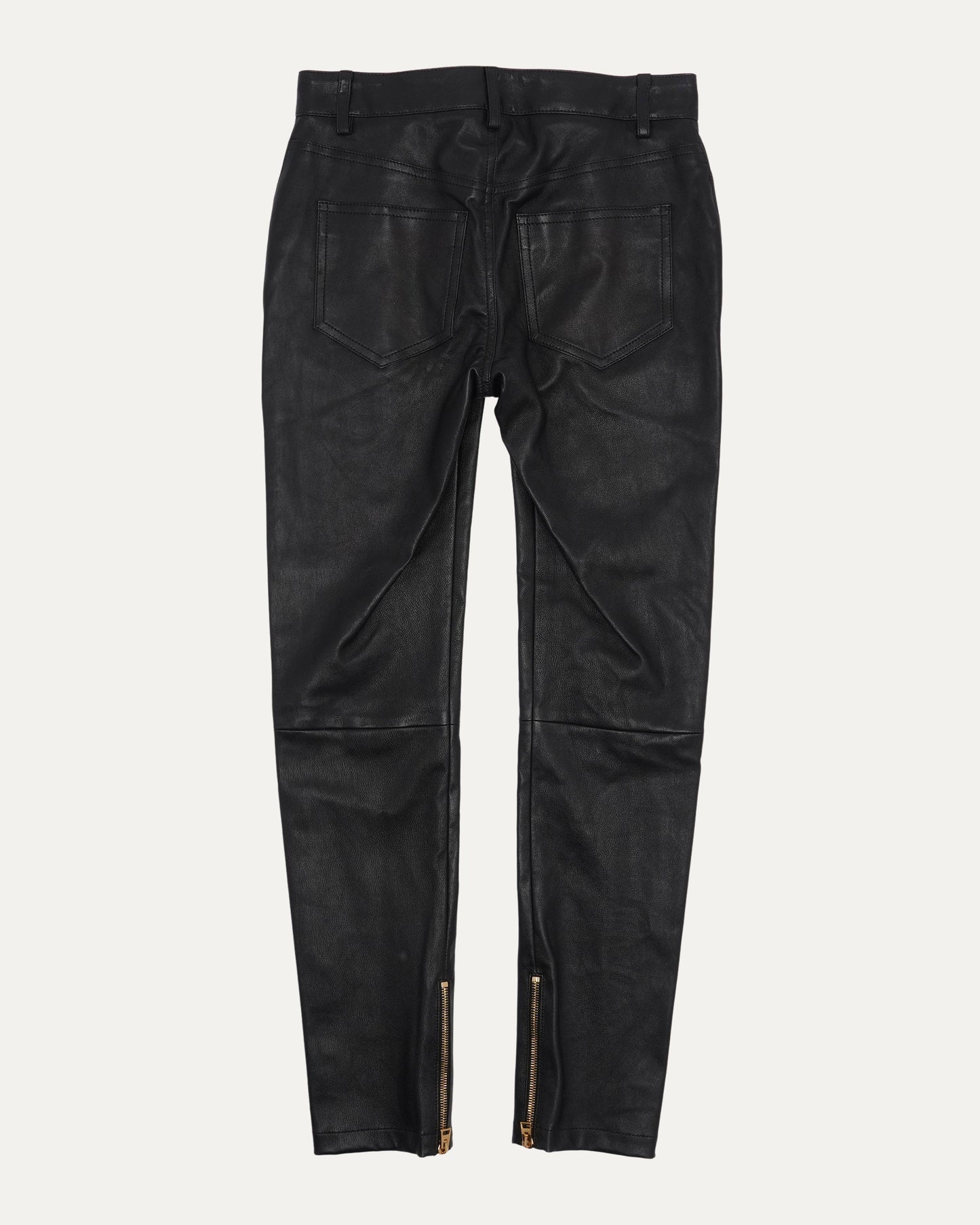 Zipper Detail Leather Pants