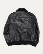 Leather Shearling Collar Bomber Jacket