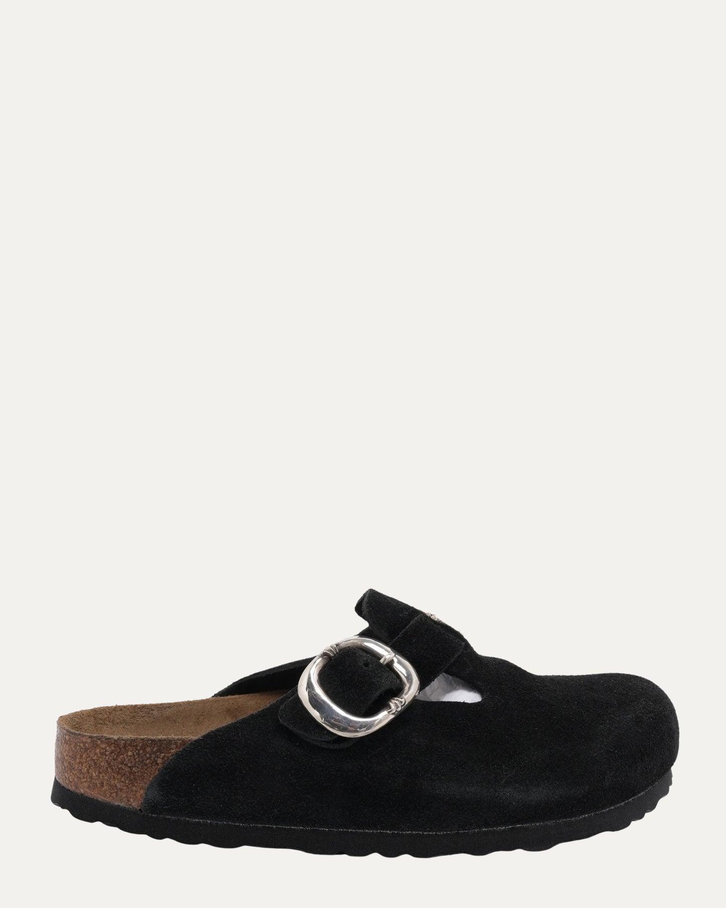 Cross Embellished Birkenstock Boston Suede Mule