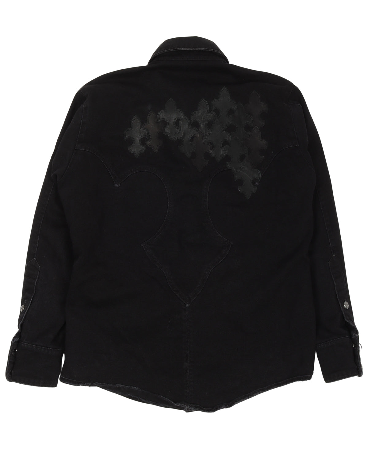Denim Fleur De Lis Cross Patch Western Shirt