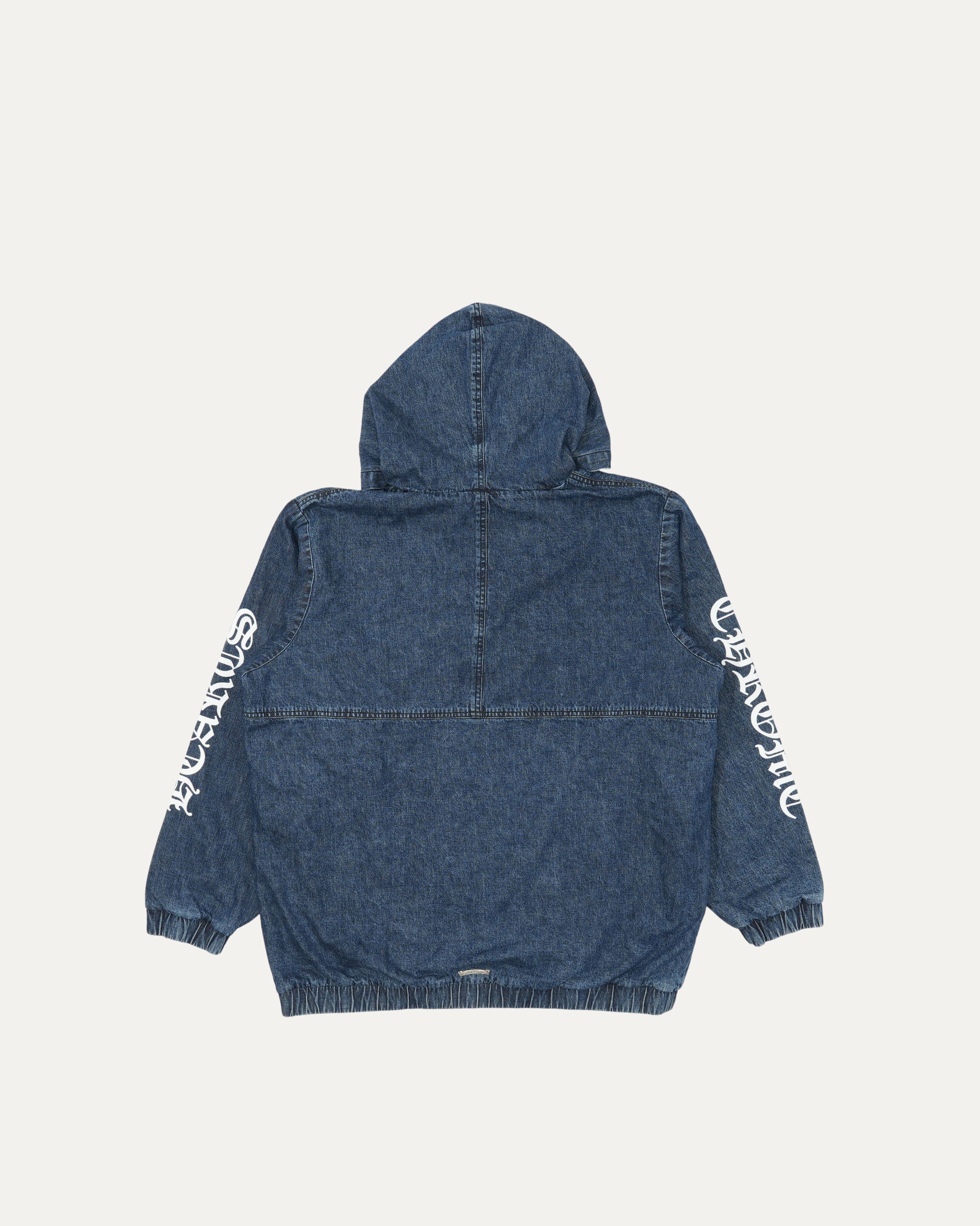 Hooded Denim Cross Patch Ruckus Pullover Jacket