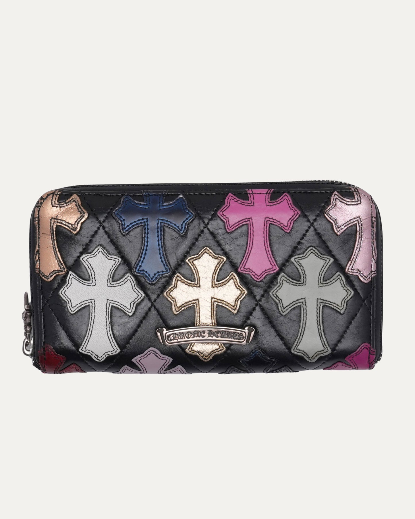 Quilted Cross Patch Long Zip Wallet