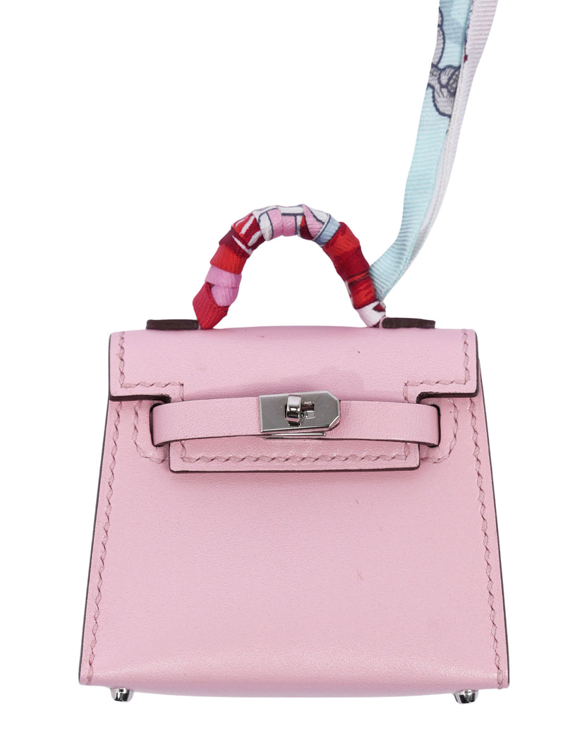 Micro Mini Kelly Twilly Bag Charm Rose Sakura