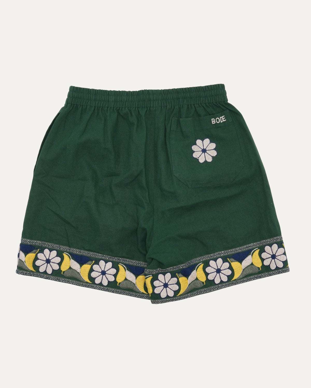 Zinnia Ribbon Floral Embroidered Shorts