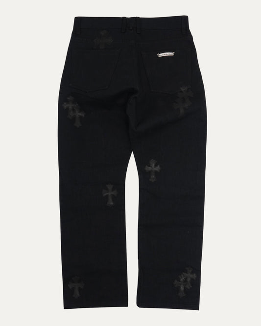 Raw Selvedge Cross Patch Fleur Knee Jeans