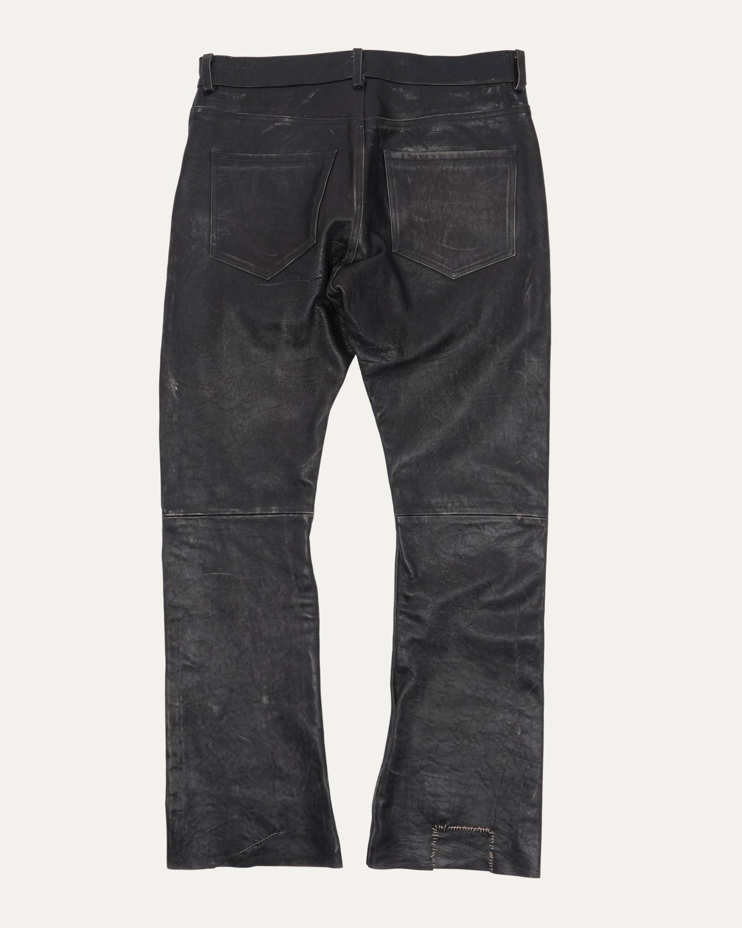 Crust Repaired Leather Flare Jeans