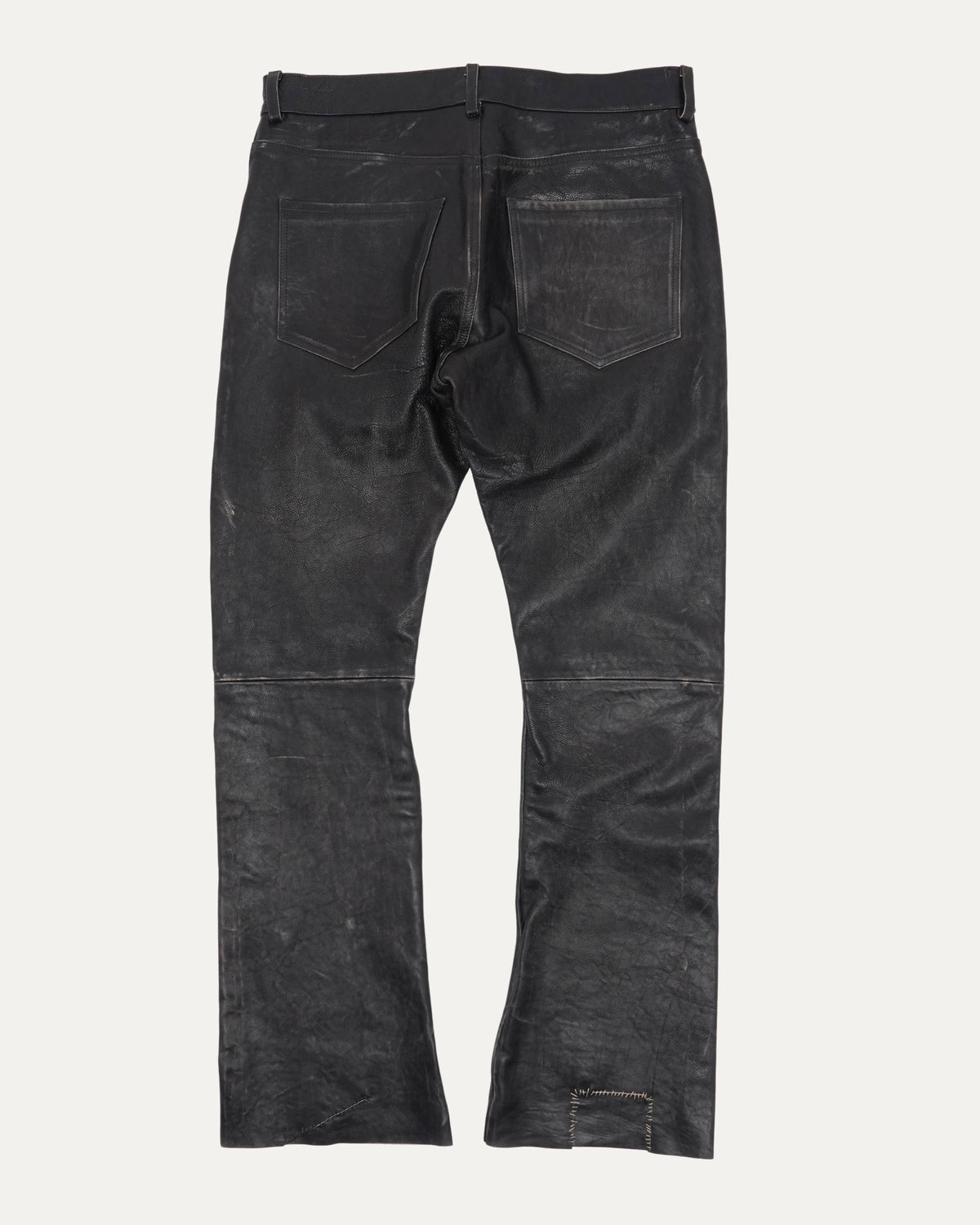 Crust Repaired Leather Flare Jeans