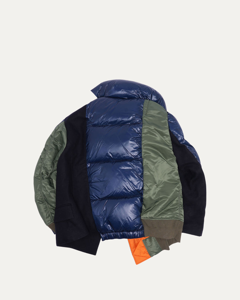 Melton Wool MA-1 Combo Puffer Jacket