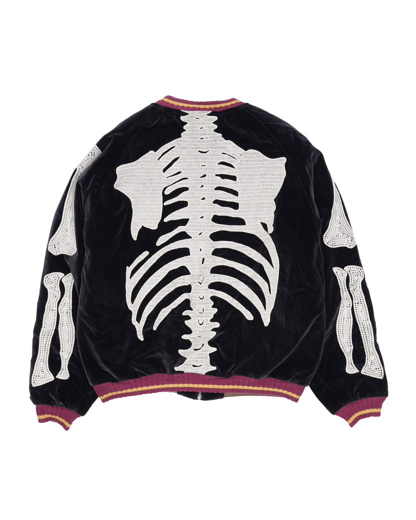 Velveteen Bone Embroidered Souvenir Jacket