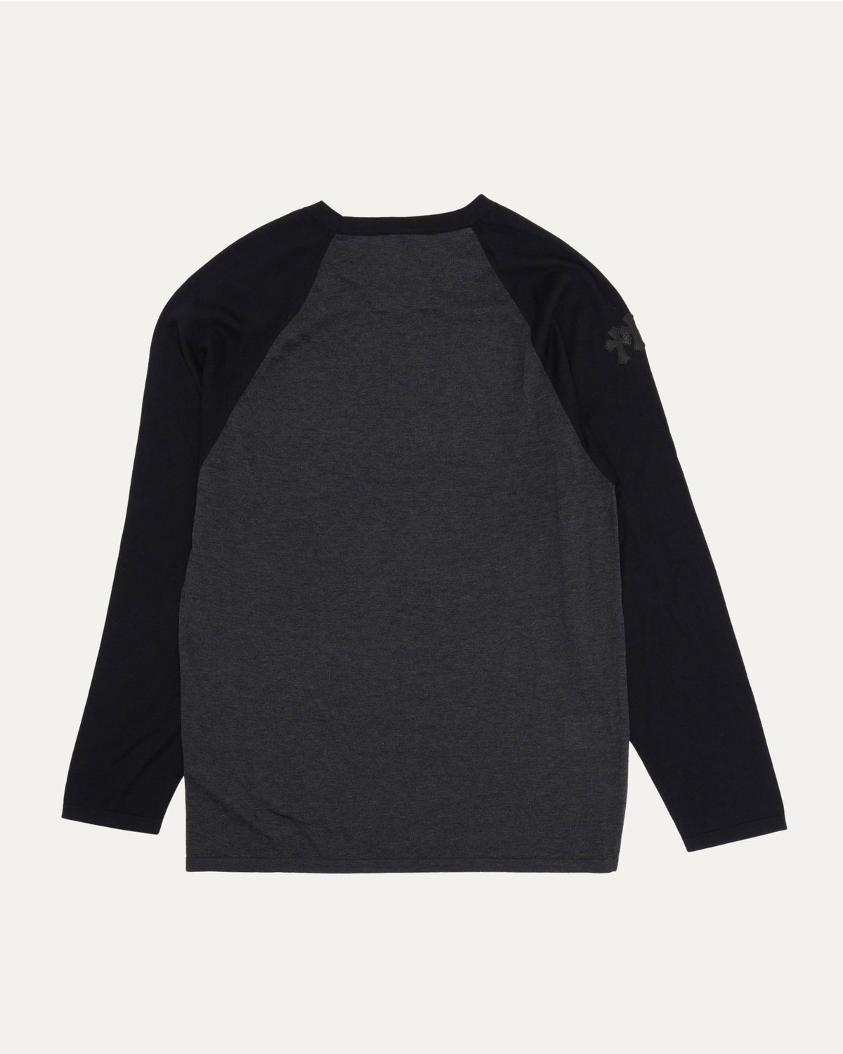 Silk Blend Cross Patch Long Sleeve Raglan T-Shirt