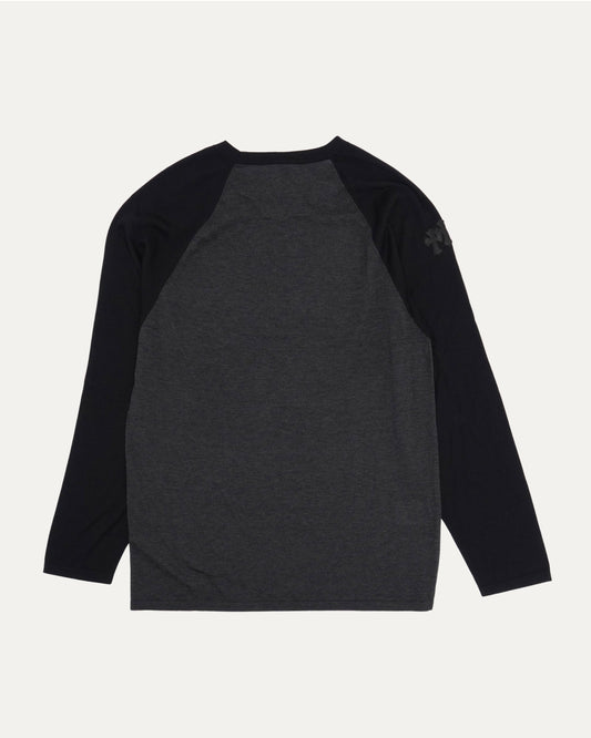 Silk Blend Cross Patch Long Sleeve Raglan T-Shirt