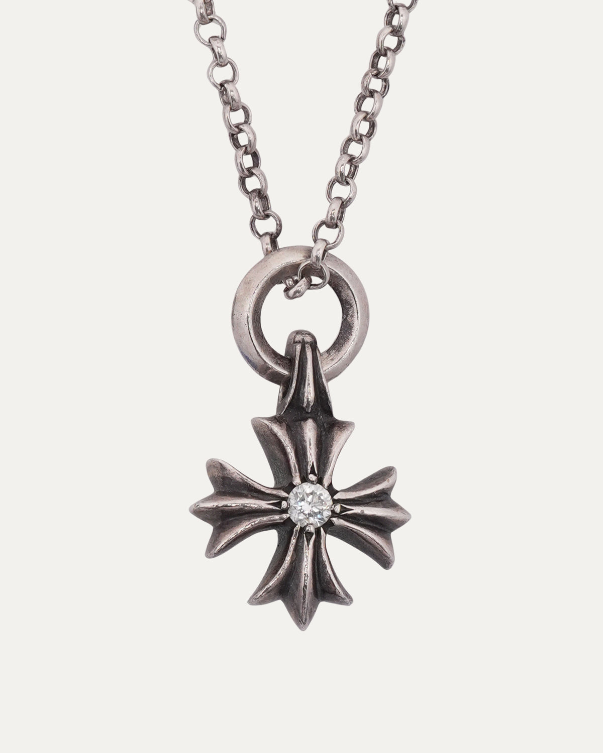 Diamond Tiny Plus Pendant on Roll Chain