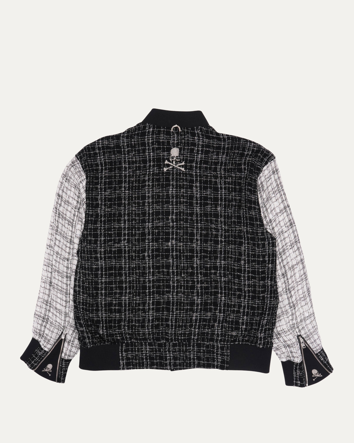 Cotton Blend Tweed Bomber Jacket