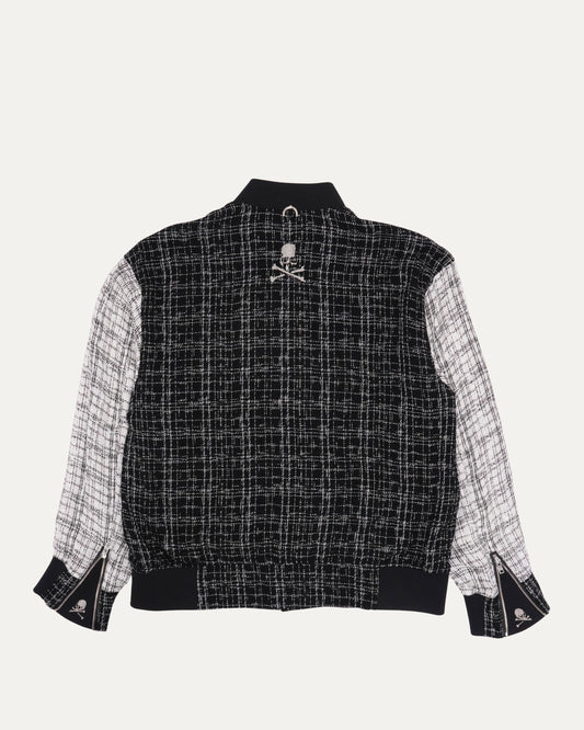 Cotton Blend Tweed Bomber Jacket
