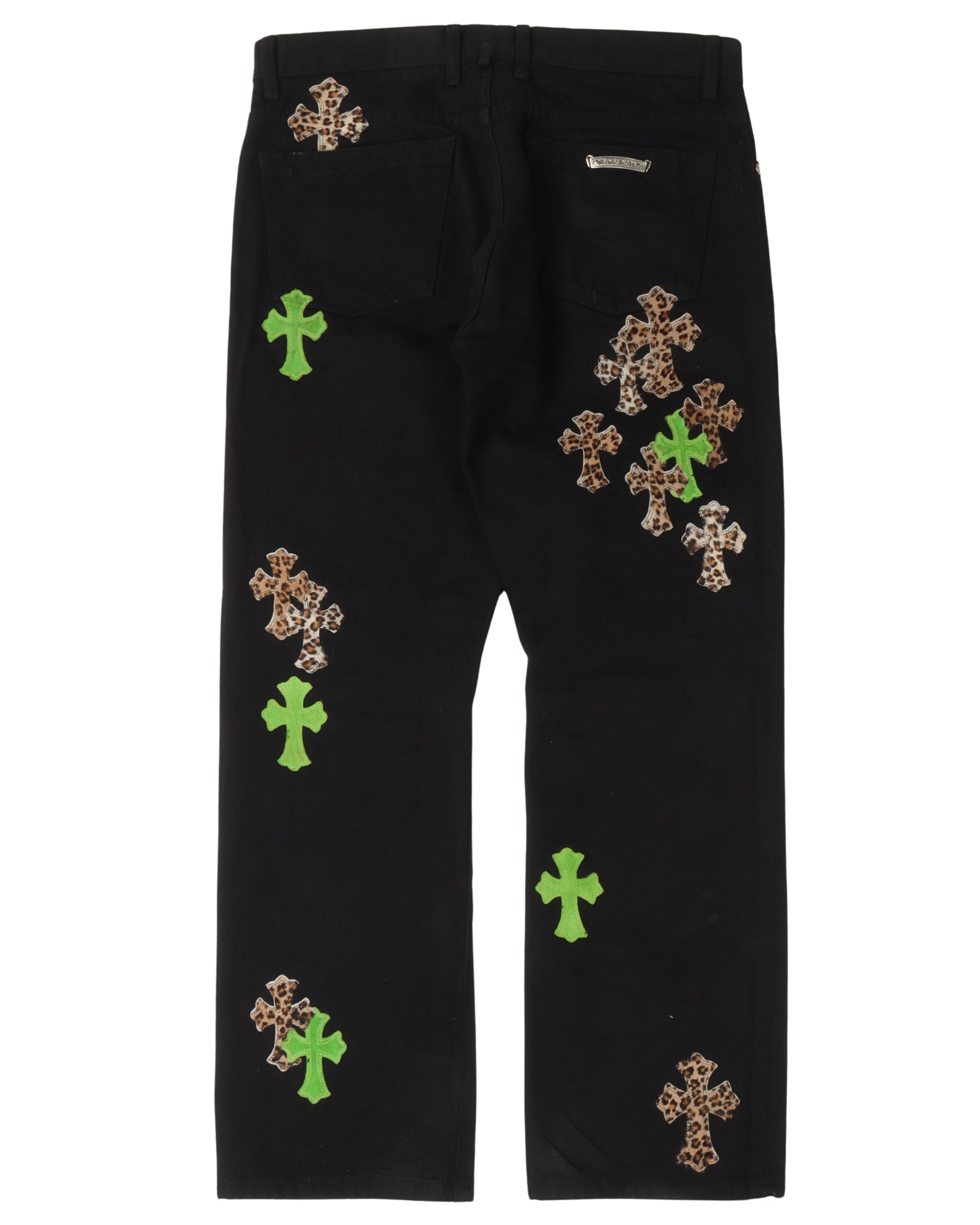 Leopard Cross Patch Jeans w/ 35 Cross Patches